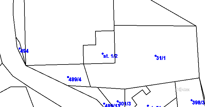 Parcela st. 1/2 v KÚ Chyška, Katastrální mapa