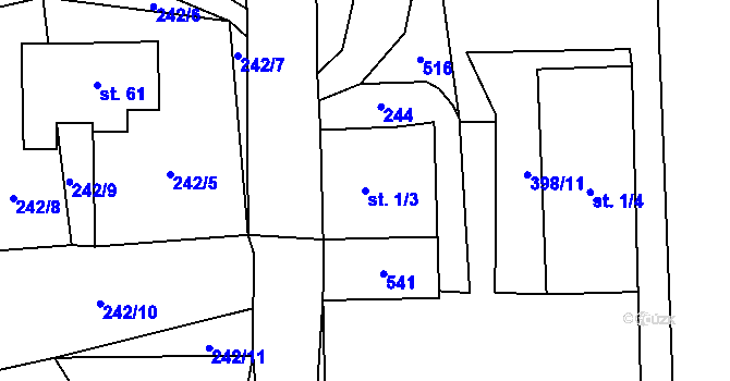 Parcela st. 1/3 v KÚ Chyška, Katastrální mapa