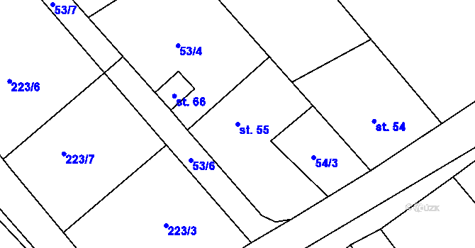Parcela st. 55 v KÚ Chyška, Katastrální mapa