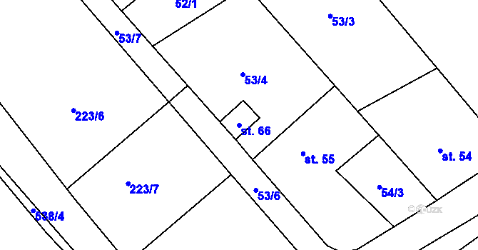 Parcela st. 66 v KÚ Chyška, Katastrální mapa