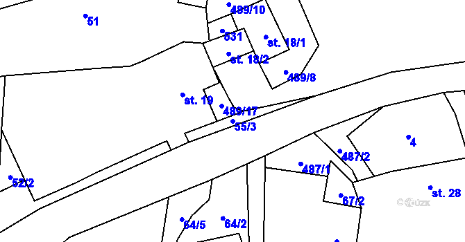 Parcela st. 55/3 v KÚ Chyška, Katastrální mapa