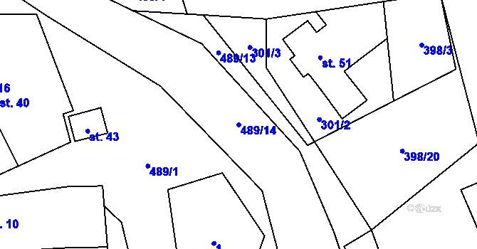 Parcela st. 489/14 v KÚ Chyška, Katastrální mapa