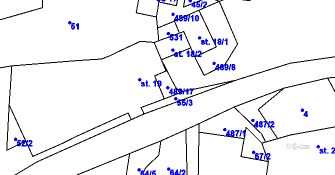 Parcela st. 489/17 v KÚ Chyška, Katastrální mapa