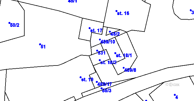 Parcela st. 531 v KÚ Chyška, Katastrální mapa