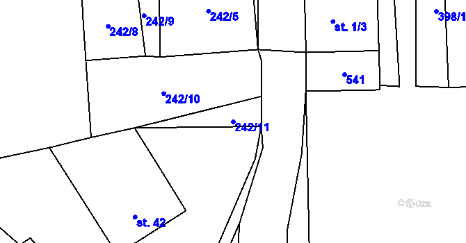 Parcela st. 242/11 v KÚ Chyška, Katastrální mapa