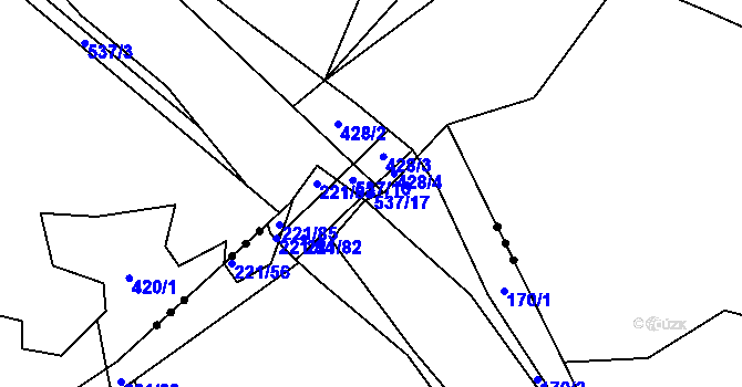 Parcela st. 537/17 v KÚ Chyška, Katastrální mapa