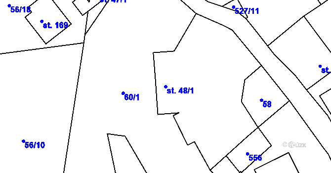 Parcela st. 48/1 v KÚ Chyšky, Katastrální mapa