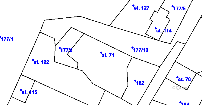 Parcela st. 71 v KÚ Chyšky, Katastrální mapa