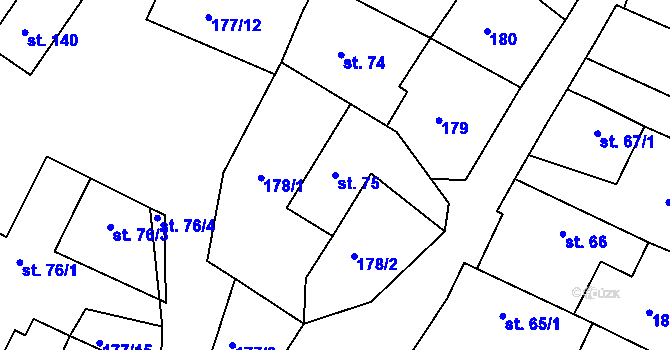 Parcela st. 75 v KÚ Chyšky, Katastrální mapa