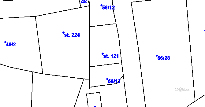 Parcela st. 121 v KÚ Chyšky, Katastrální mapa