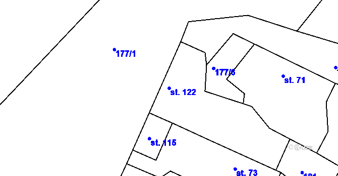 Parcela st. 122 v KÚ Chyšky, Katastrální mapa