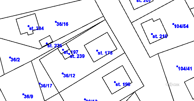 Parcela st. 175 v KÚ Chyšky, Katastrální mapa