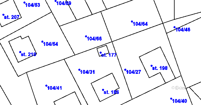 Parcela st. 177 v KÚ Chyšky, Katastrální mapa