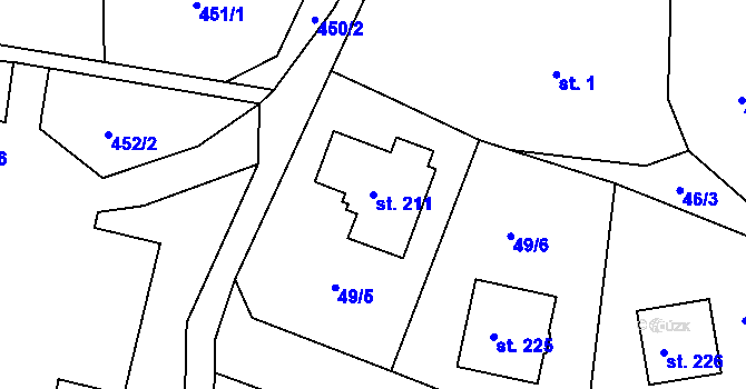 Parcela st. 211 v KÚ Chyšky, Katastrální mapa