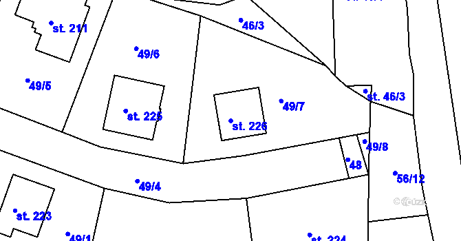 Parcela st. 226 v KÚ Chyšky, Katastrální mapa