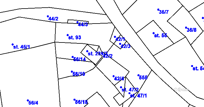 Parcela st. 42/2 v KÚ Chyšky, Katastrální mapa