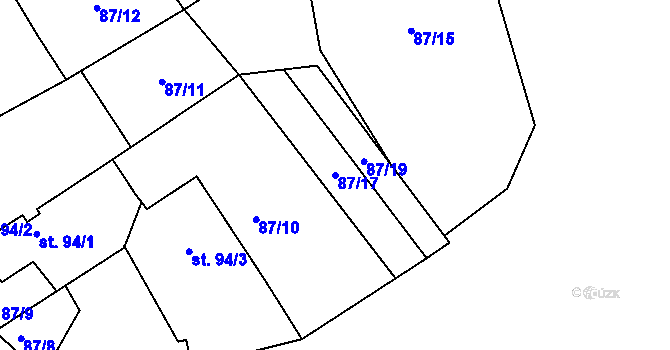 Parcela st. 87/17 v KÚ Chyšky, Katastrální mapa