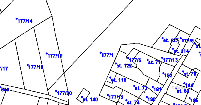 Parcela st. 177/1 v KÚ Chyšky, Katastrální mapa
