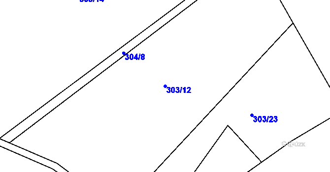 Parcela st. 303/12 v KÚ Chyšky, Katastrální mapa