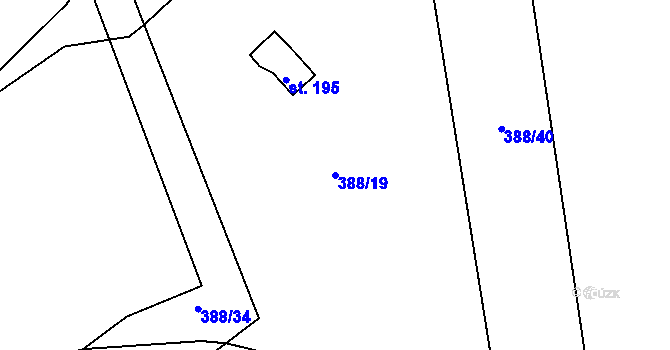 Parcela st. 388/19 v KÚ Chyšky, Katastrální mapa