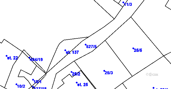 Parcela st. 527/5 v KÚ Chyšky, Katastrální mapa