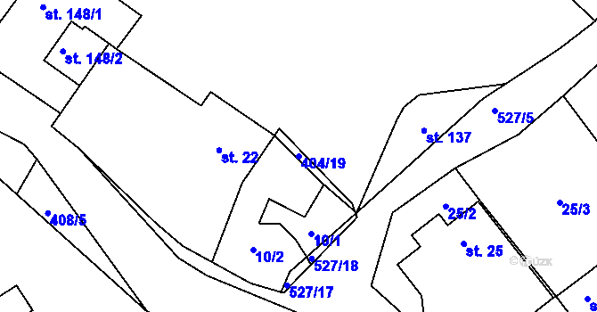 Parcela st. 404/19 v KÚ Chyšky, Katastrální mapa