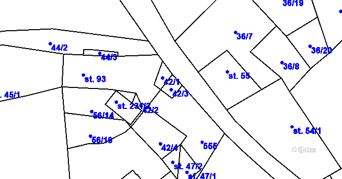 Parcela st. 42/3 v KÚ Chyšky, Katastrální mapa