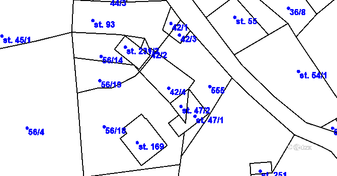 Parcela st. 42/4 v KÚ Chyšky, Katastrální mapa