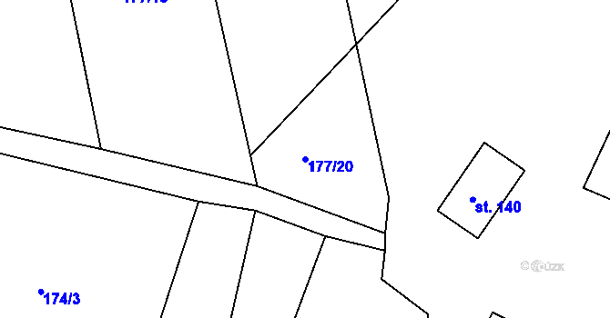 Parcela st. 177/20 v KÚ Chyšky, Katastrální mapa