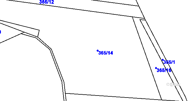 Parcela st. 365/14 v KÚ Chyšky, Katastrální mapa