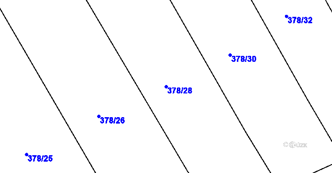 Parcela st. 378/28 v KÚ Chyšky, Katastrální mapa
