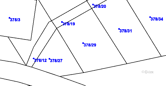 Parcela st. 378/29 v KÚ Chyšky, Katastrální mapa