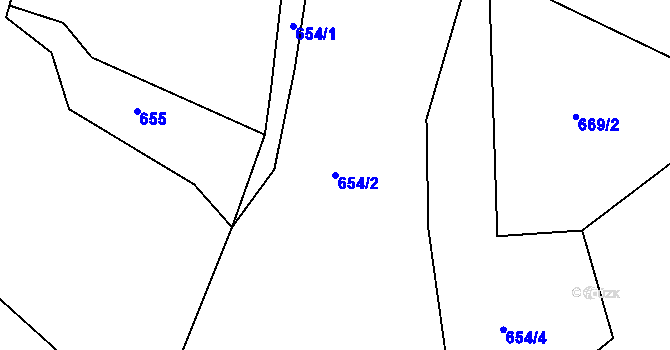 Parcela st. 654/2 v KÚ Rohozov, Katastrální mapa