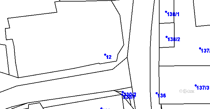 Parcela st. 12 v KÚ Chýšť, Katastrální mapa