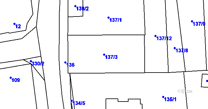 Parcela st. 137/3 v KÚ Chýšť, Katastrální mapa
