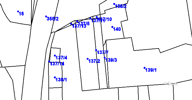 Parcela st. 137/7 v KÚ Chýšť, Katastrální mapa