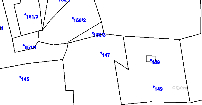 Parcela st. 147 v KÚ Chýšť, Katastrální mapa