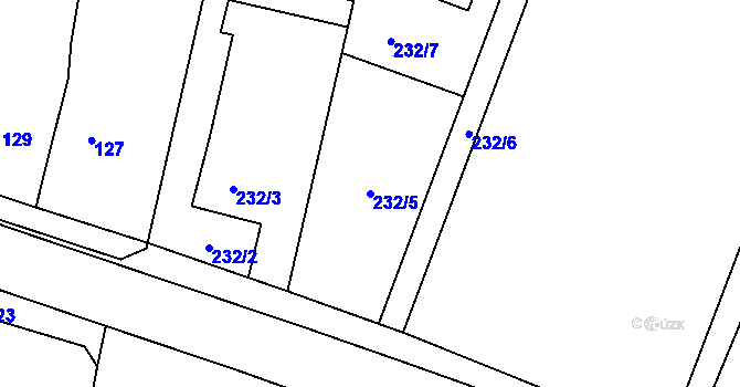 Parcela st. 232/5 v KÚ Chýšť, Katastrální mapa