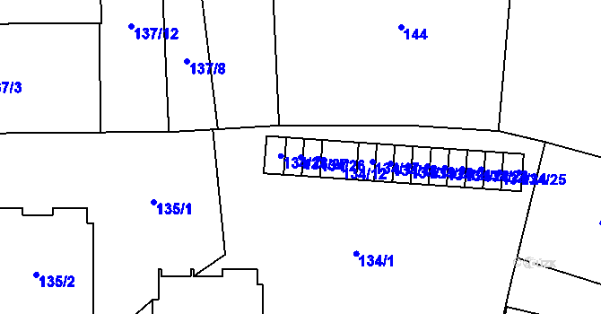 Parcela st. 134/27 v KÚ Chýšť, Katastrální mapa