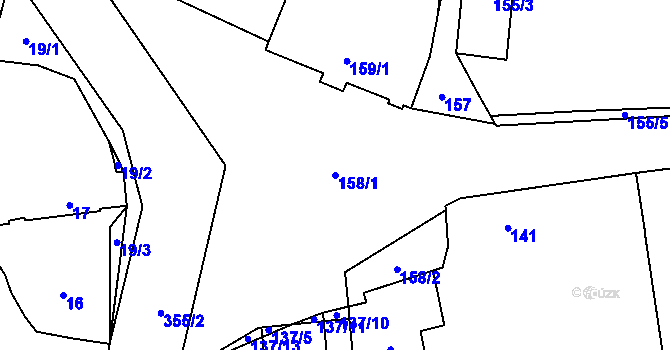 Parcela st. 158/1 v KÚ Chýšť, Katastrální mapa