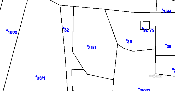 Parcela st. 31/1 v KÚ Malé Výkleky, Katastrální mapa
