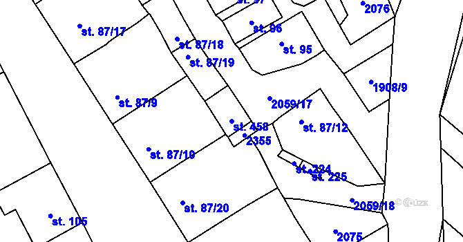 Parcela st. 458 v KÚ Ivaň, Katastrální mapa