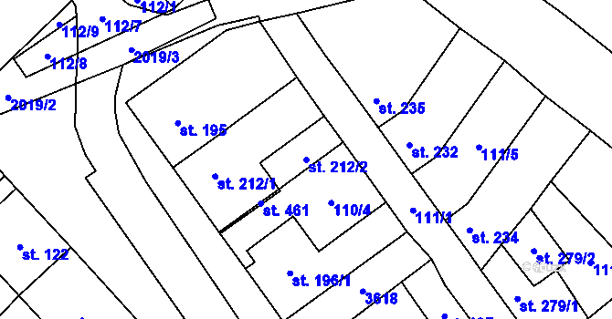 Parcela st. 212/2 v KÚ Ivaň, Katastrální mapa
