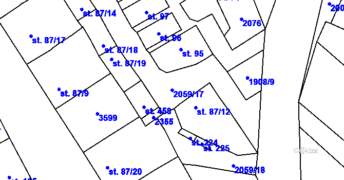 Parcela st. 2059/17 v KÚ Ivaň, Katastrální mapa