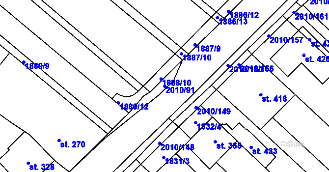 Parcela st. 2010/91 v KÚ Ivaň, Katastrální mapa