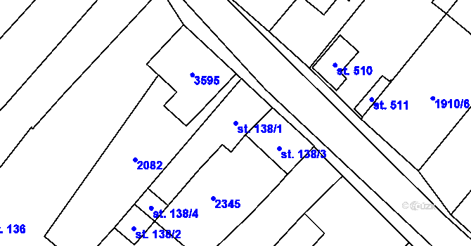 Parcela st. 138/1 v KÚ Ivaň, Katastrální mapa