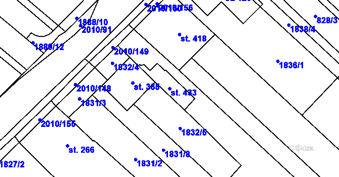 Parcela st. 433 v KÚ Ivaň, Katastrální mapa