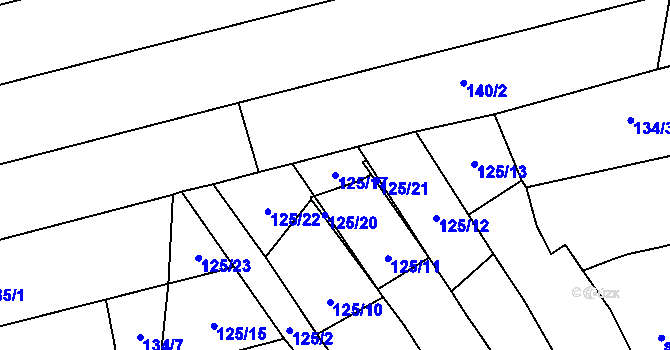 Parcela st. 125/17 v KÚ Ivaň, Katastrální mapa
