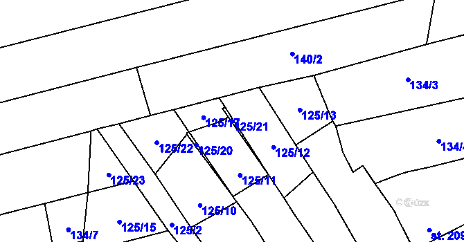 Parcela st. 125/21 v KÚ Ivaň, Katastrální mapa