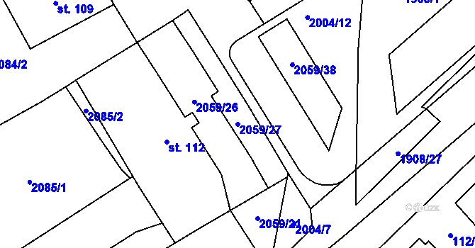 Parcela st. 2059/27 v KÚ Ivaň, Katastrální mapa